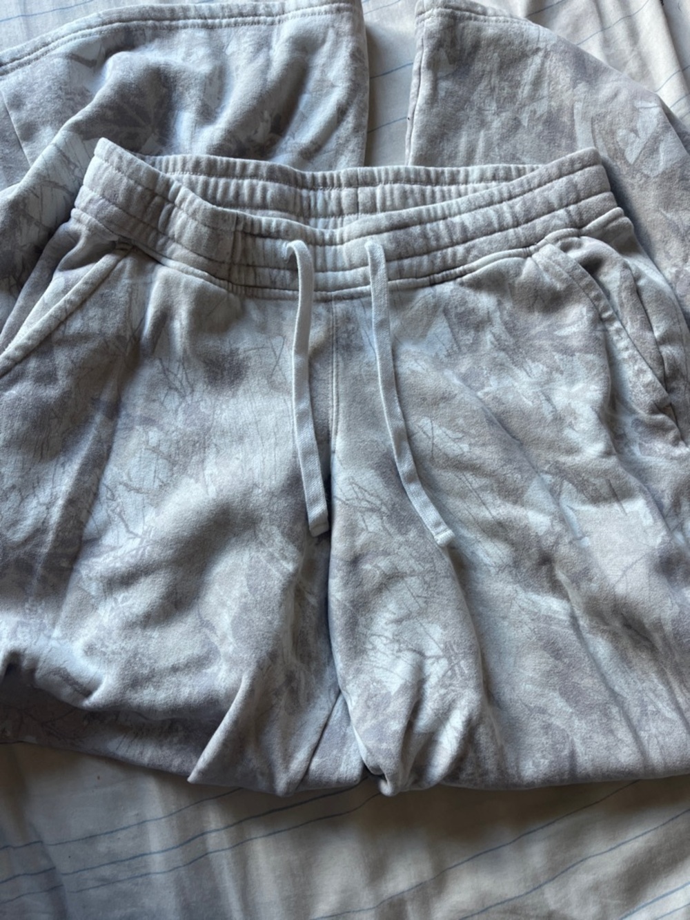 Grey light camo mid rise wide leg sweatpants
